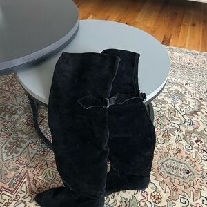 Black Suede Over-the-Knee Boots